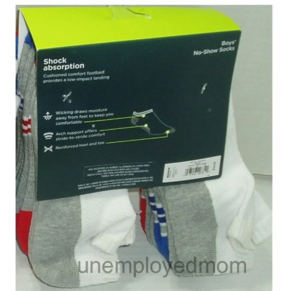 Boys No Show Socks Sports Performance Arch Support Reinforced Lot 18 pair